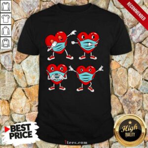 Lovely Happy Quarantine Valentines Day Dance Dabbing Heart Mask Gifts Girls Kids Graphic Shirt