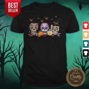 Colorful Skull Hippie Witch Pumpkin Halloween Shirt
