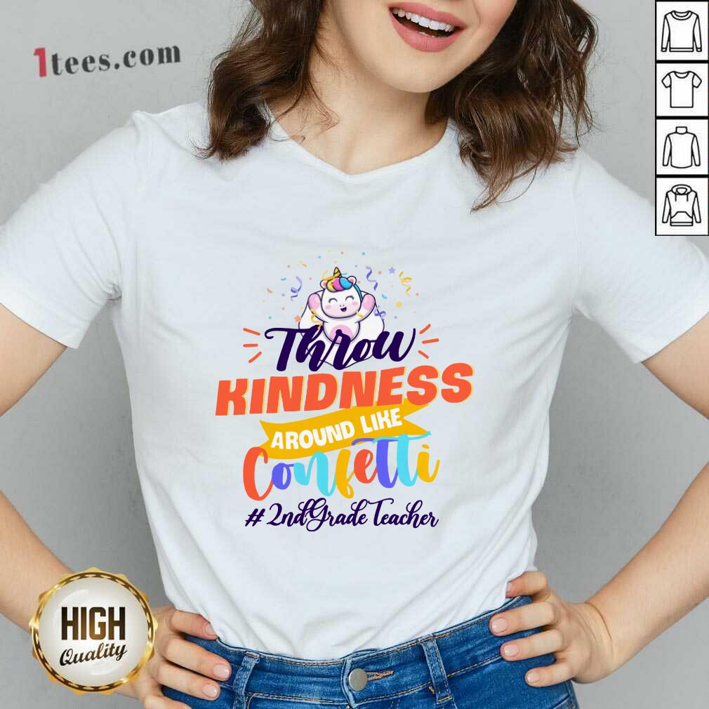 Unicorn Throw Kindness Around Like Confetti 2nd Grade Teacher Shirt