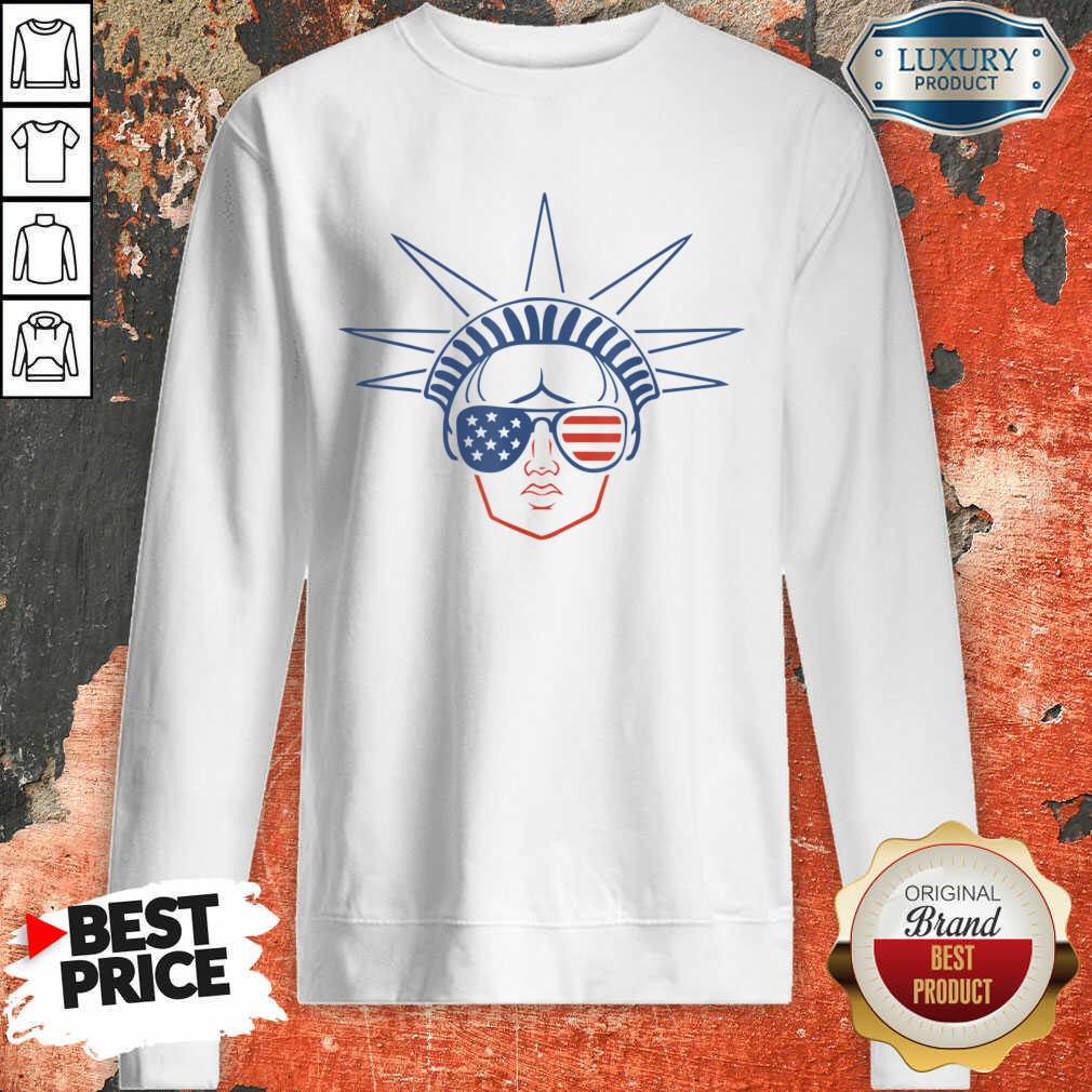 US Flag Statue Of Liberty Sunglasses Apparel July 4th Party Shirt