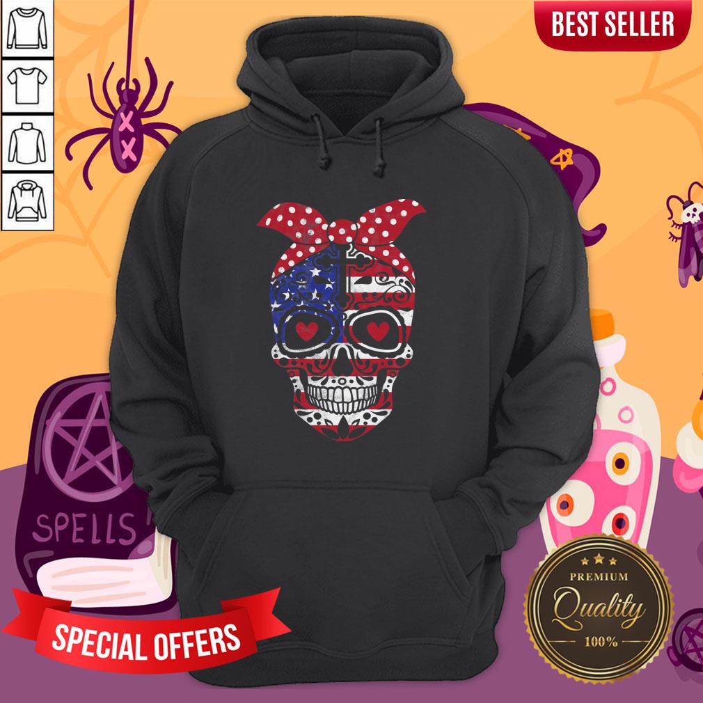 USA Flag America Day Of The Dead Skull Dia De Muertos Shirt