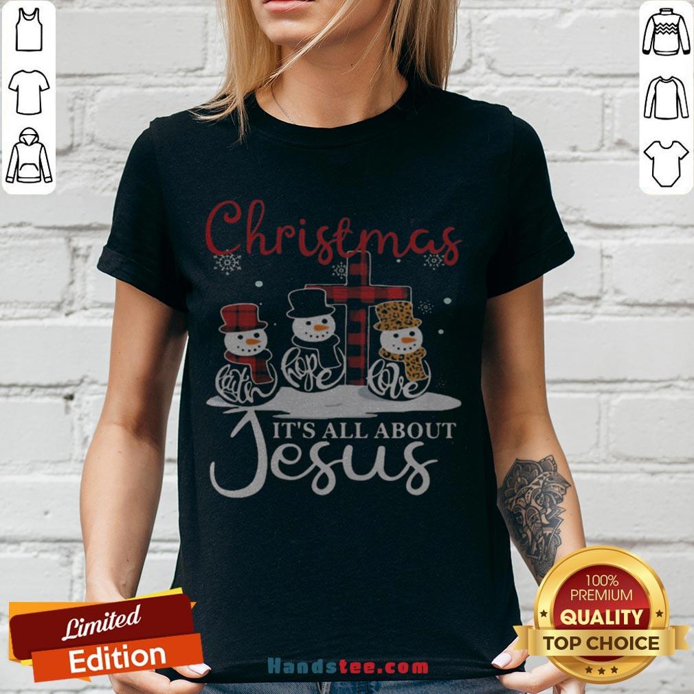 Pretty Snowman Christmas It’s All About Jesus Shirt