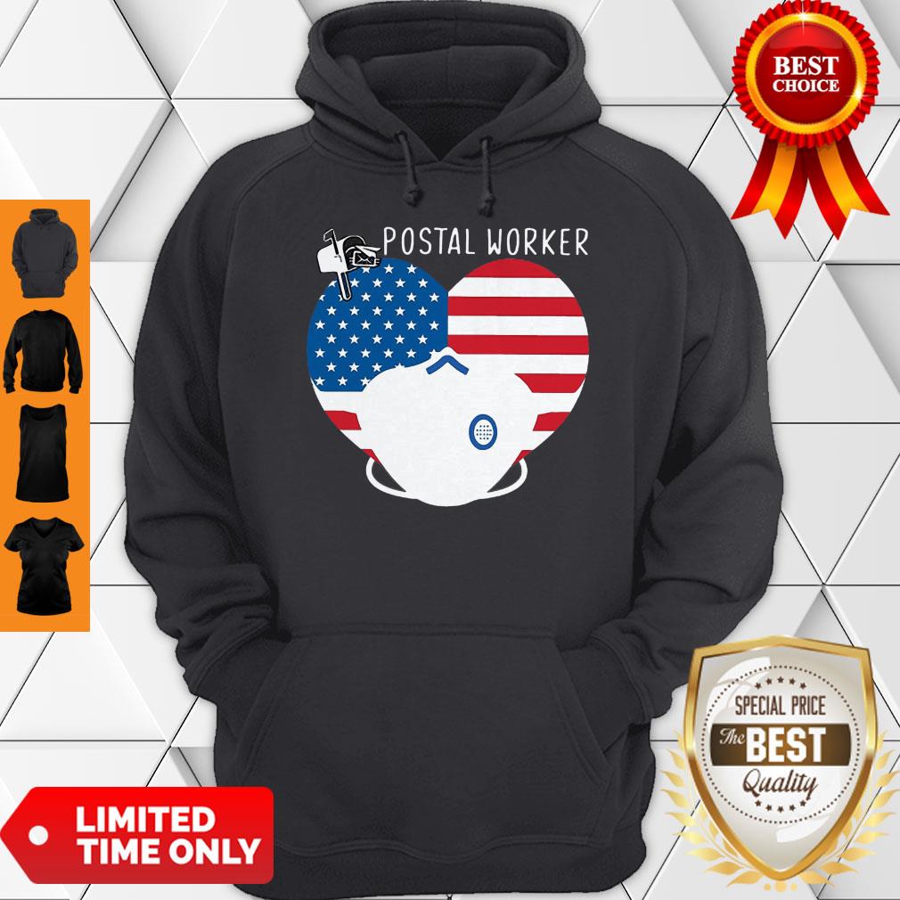 Official Heart American Flag Mask Postal Worker Shirt