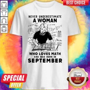 Never Underestimate A Woman Who Loves Math And Was Born In September Shirt