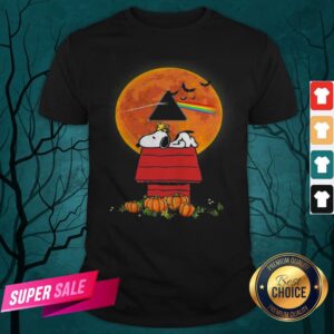 Halloween Snoopy And Woodstock Poster Pink Floyd Pumpkin Moon Shirt