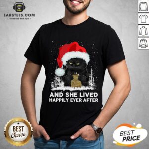 Official Black Cat And She Lived Happily Ever After Christmas Shirt