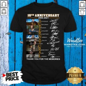 Top Supernatural 16th Anniversary 2005-2021 Signature Thank You For The Memories Shirt