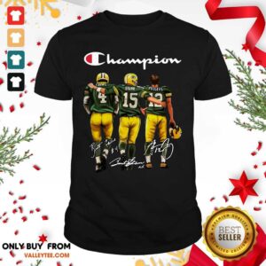 Lovely Green Bay Packers Favre Starr Rodgers 2021 Champion Signatures Shirt