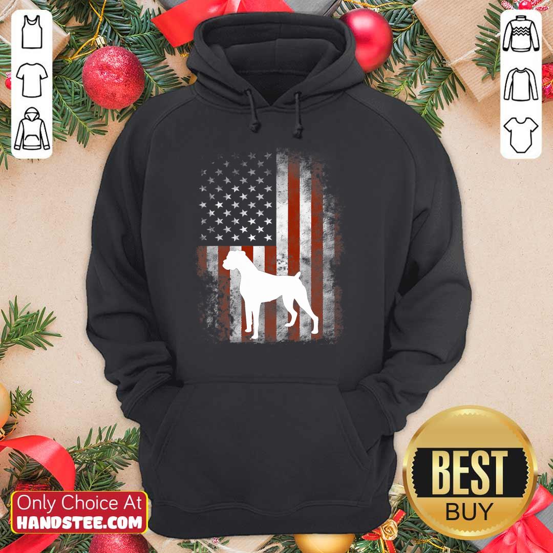 White Boxer Dog American Flag Shirt