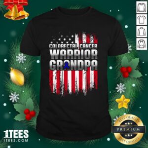 Pro Colorectal Cancer Warrior Grandpa American Flag Shirt