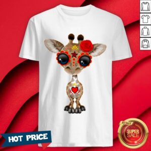 Red Sugar Skull Giraffe Day Of The Dead Muertos Shirt