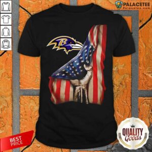 Original Baltimore Ravens Logo And American Flag Drop 2021 Shirt