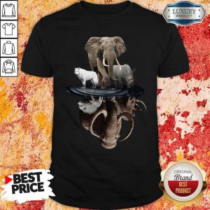 Pretty Wolf Elephant And Rhino Water Reflection Shirt