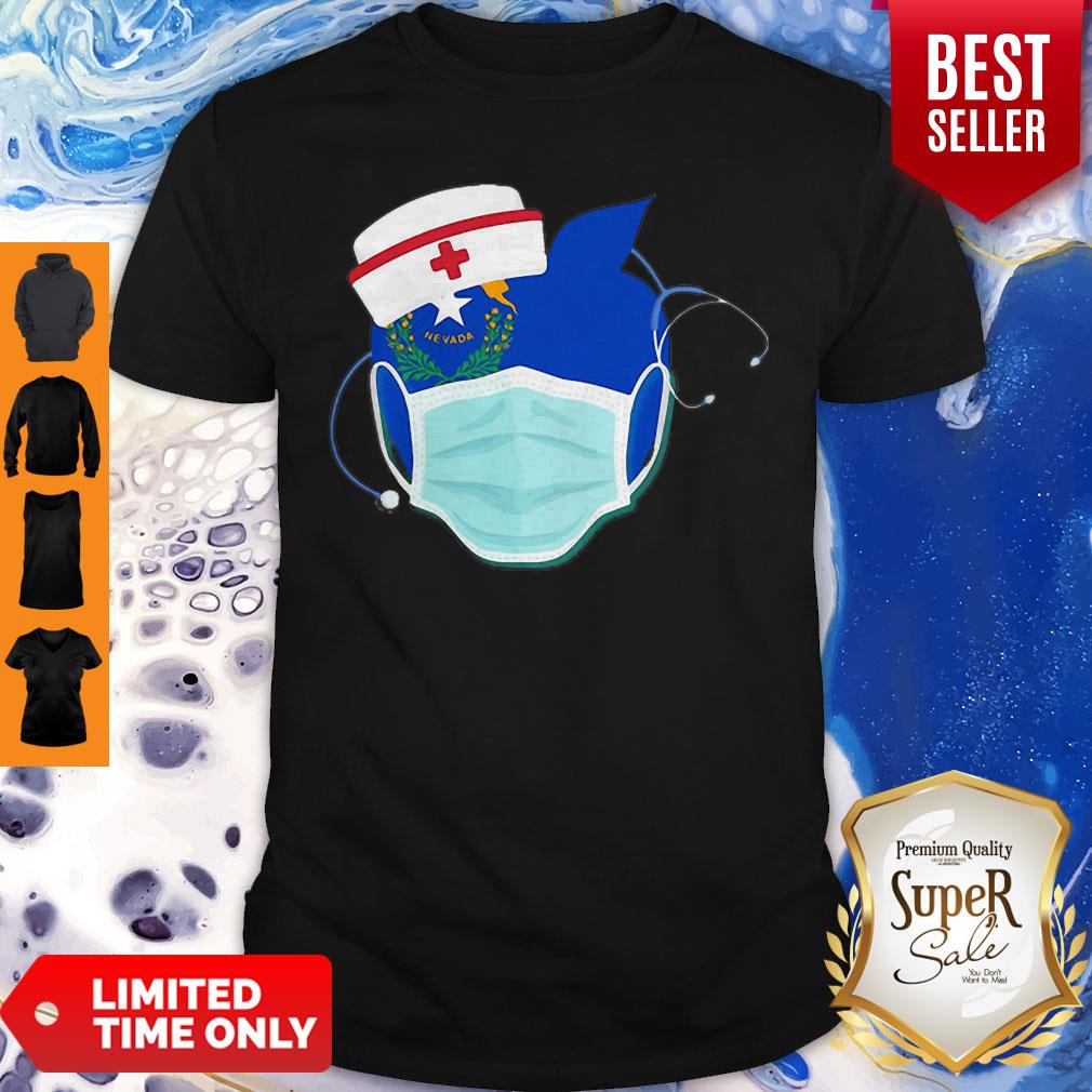 Apple Nurse Stethoscope Nevada Flag Covid-19 Shirt