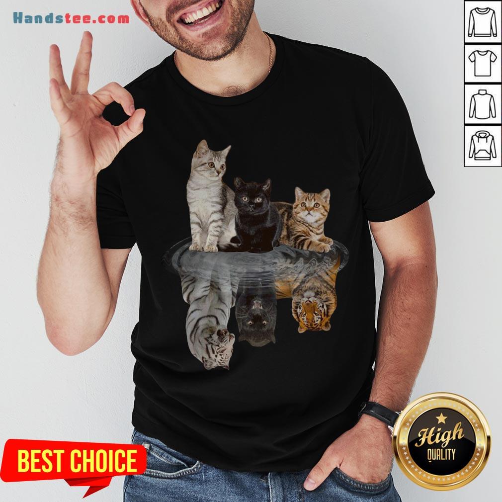 Awesome The Cats Water Mirror Reflection Tigers Shirt