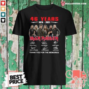 Lovely 46 Years 1975 2021 Iron Maiden Thank You For The Memories Signatures Shirt