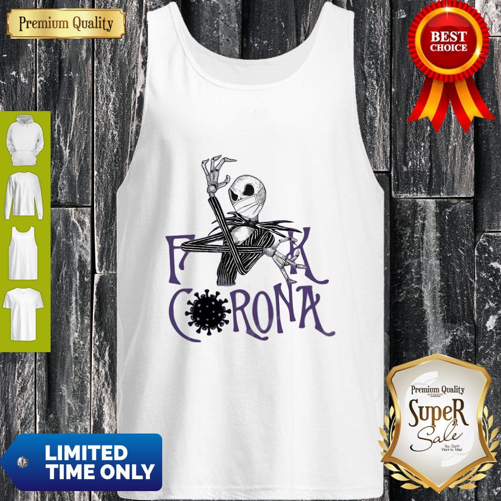 Top Jack Skellington Face Mask Fuck Coronavirus Covid 19 Shirt