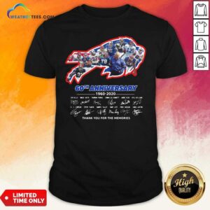 Top Buffalo Bills 60th Anniversary 1960 2020 Thank You For The Memories Signatures Shirt