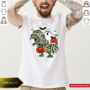 Premium Dinosaur T-Rex And Ghost Halloween Pumpkin Shirt