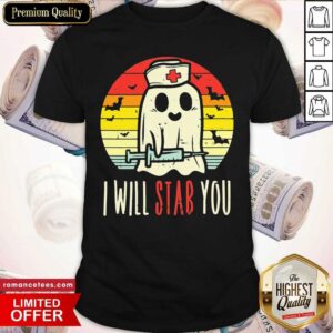 Boo I Will Stab You Ghost Nurse Halloween Vintage Shirt