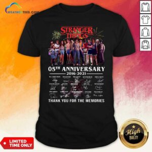 Top Stranger Things 05th Anniversary 2016 2021 Thank You For The Memories Signatures Shirt