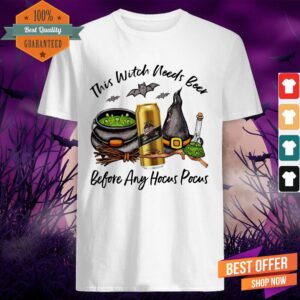 Miller Genuine Draft Can This Witch Needs Beer Before Any Hocus Pocus Halloween T-Shirt