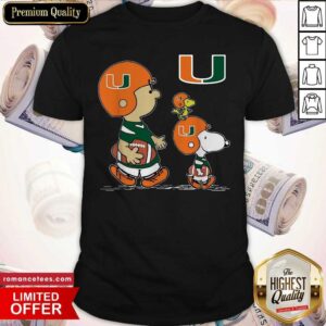 Pretty The Peanuts Charlie Brown And Snoopy Woodstock Miami Hurricanes Football Shirt