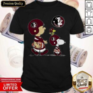 Official The Peanuts Charlie Brown And Snoopy Woodstock Florida State Seminoles Football Shirt
