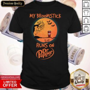 Halloween My Broomstick Runs On Dr Pepper Moon Shirt