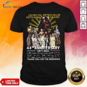 Top Start Wars 44th Anniversary 1977 2021 Signatures Thank You For The Memories Shirt