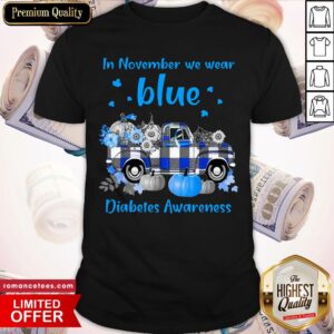 Top Diabetes Awareness In November We Wear Blue Pumpkin Shirt