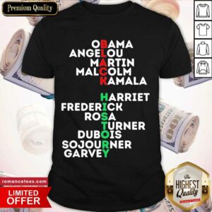 Funny Obama Angelou Martin Malcolm Kamala Harriet Frederich Rosa Turner Dubois Sojourner Garvey Shirt
