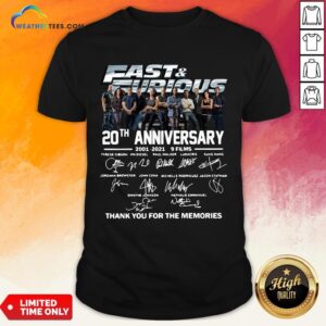 Very Fast And Furious 20th Anniversary 2001-2021 9 Films Thank You For The Memories Signatures Shirt