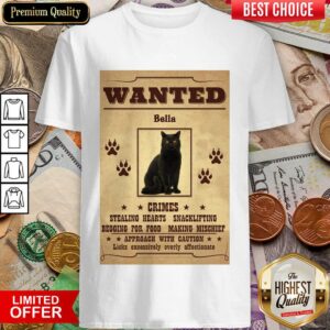 Top Bella Black Cat Wanted Vertical Poster Shirt
