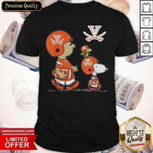 Nice The Peanuts Charlie Brown And Snoopy Woodstock Virginia Cavaliers Football Shirt