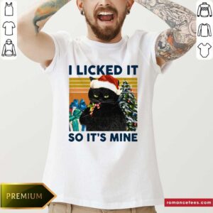 Nice Black Cat Santa I Licked It So It’s Mine Vintage Christmas Shirt