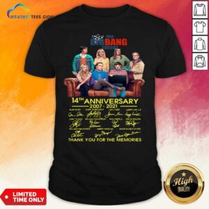 Official The Bigbang Theory 14th Anniversary 2007 2021 Signatures Thank For The Memories Shirt