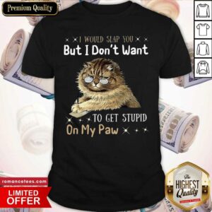 Cat I Would Slap You But I Don’t Want To Get Stupid On My Paw Shirt