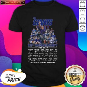 Official New York Giants 95th Anniversary 1925 2020 Thank You For The Memories Signatures Shirt