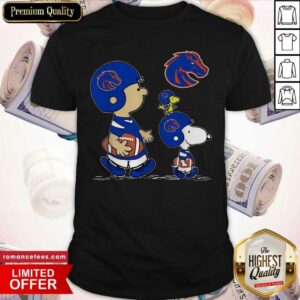 Official The Peanuts Charlie Brown And Snoopy Woodstock Boise State Broncos Football Shirt