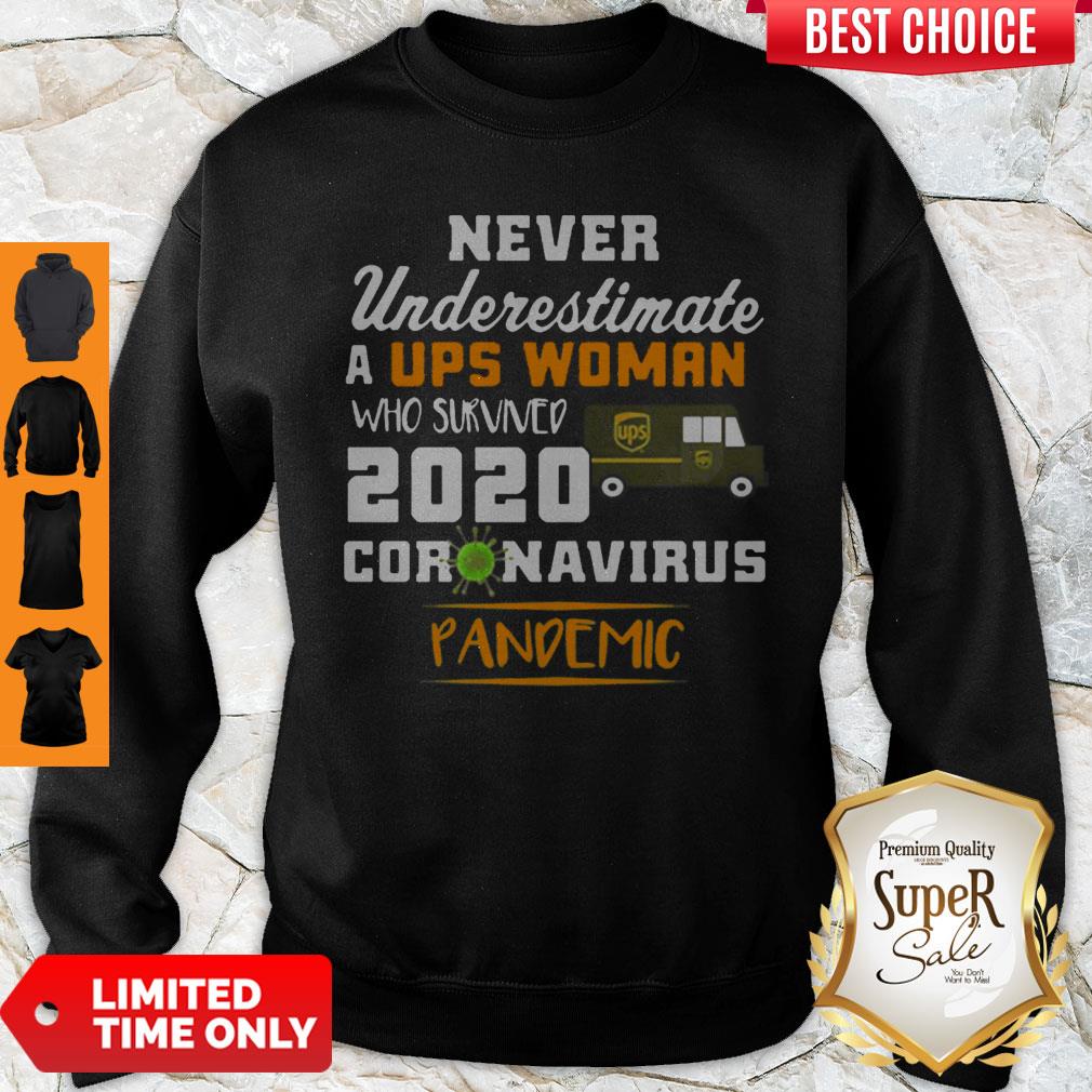 Never Underestimate A UPS Woman Who Survived 2020 Coronavirus Shirt