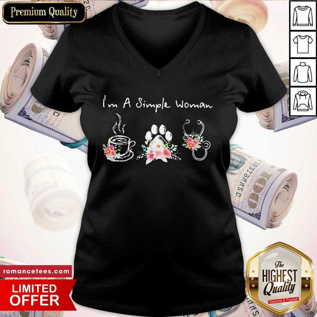 Nice I’m A Simple Woman Coffee Dog Medical Flowers Shirt