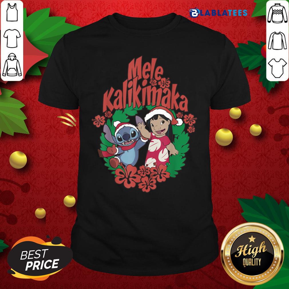 Nice Stitch And Lilo Run Hat Santa Mele Kalikimaka Shirt