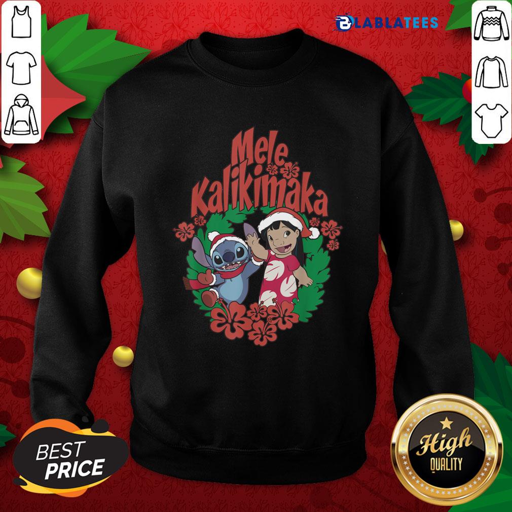 Nice Stitch And Lilo Run Hat Santa Mele Kalikimaka Shirt