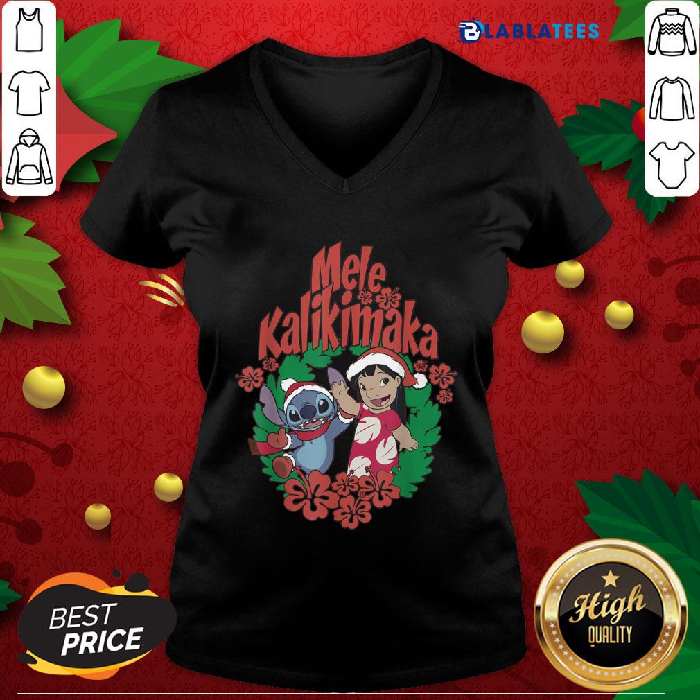 Nice Stitch And Lilo Run Hat Santa Mele Kalikimaka Shirt