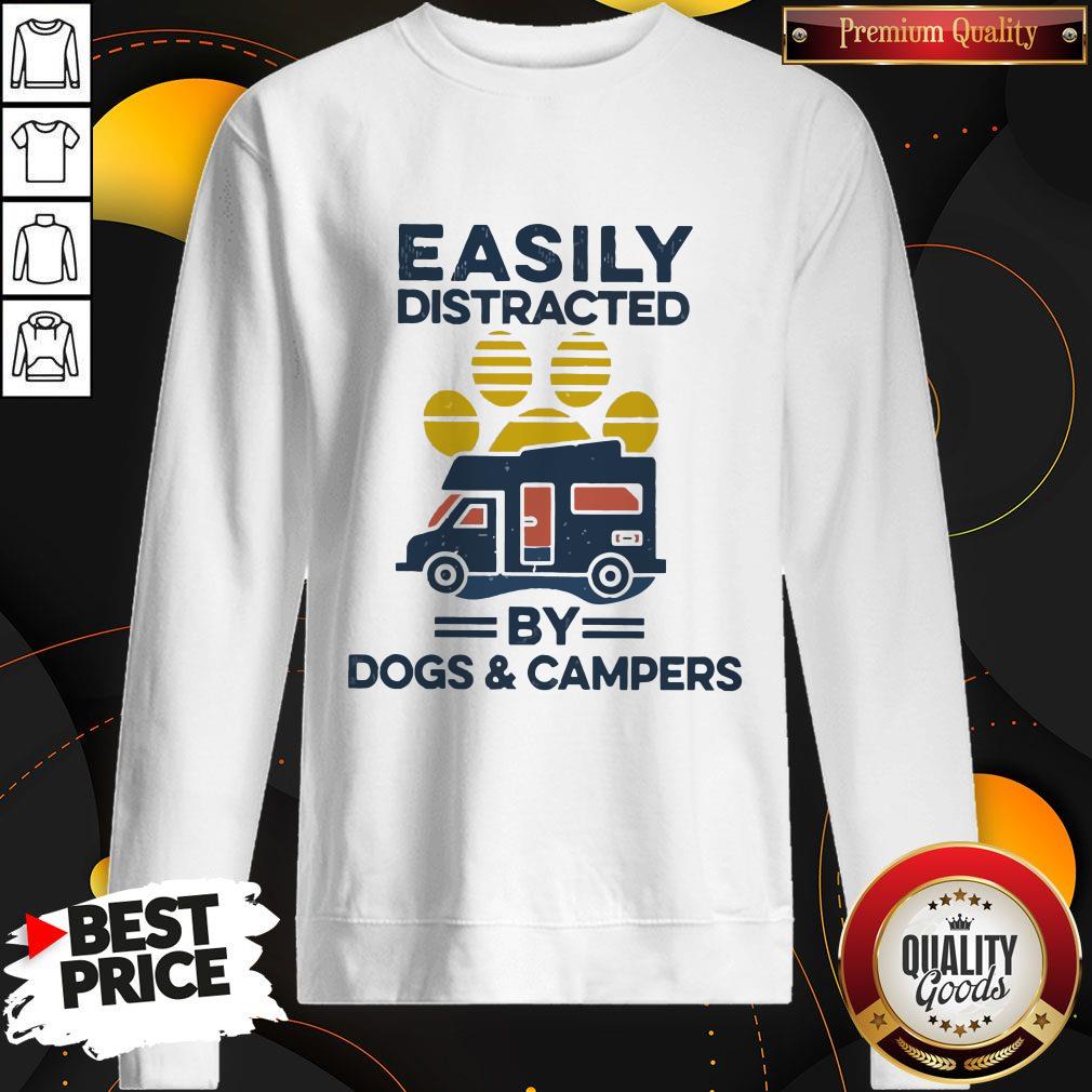 Official Easily Distracted By Dogs And Campers Vintage Shirt