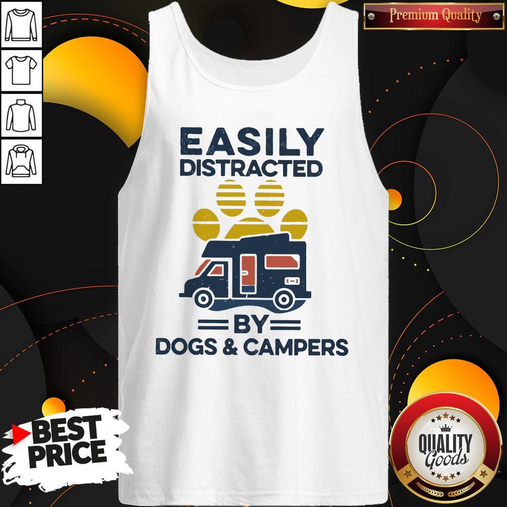 Official Easily Distracted By Dogs And Campers Vintage Shirt