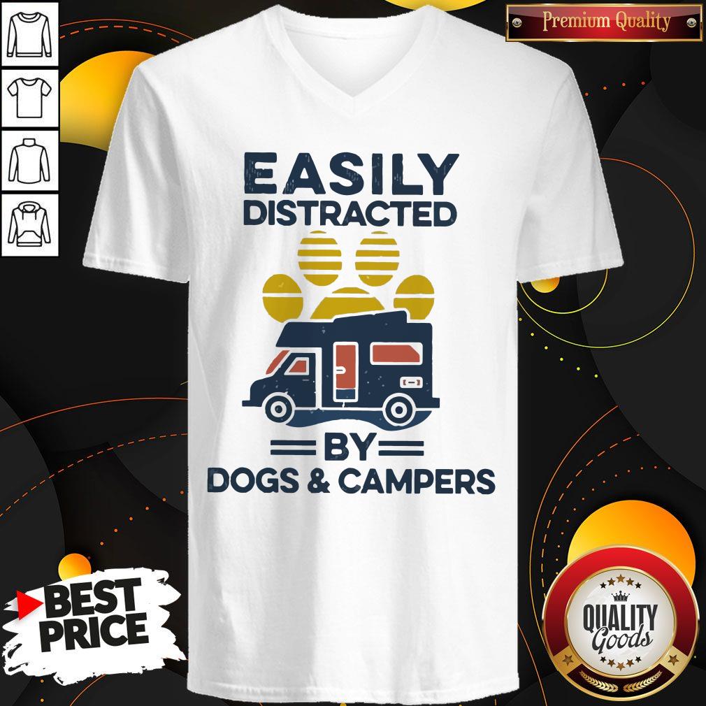 Official Easily Distracted By Dogs And Campers Vintage Shirt