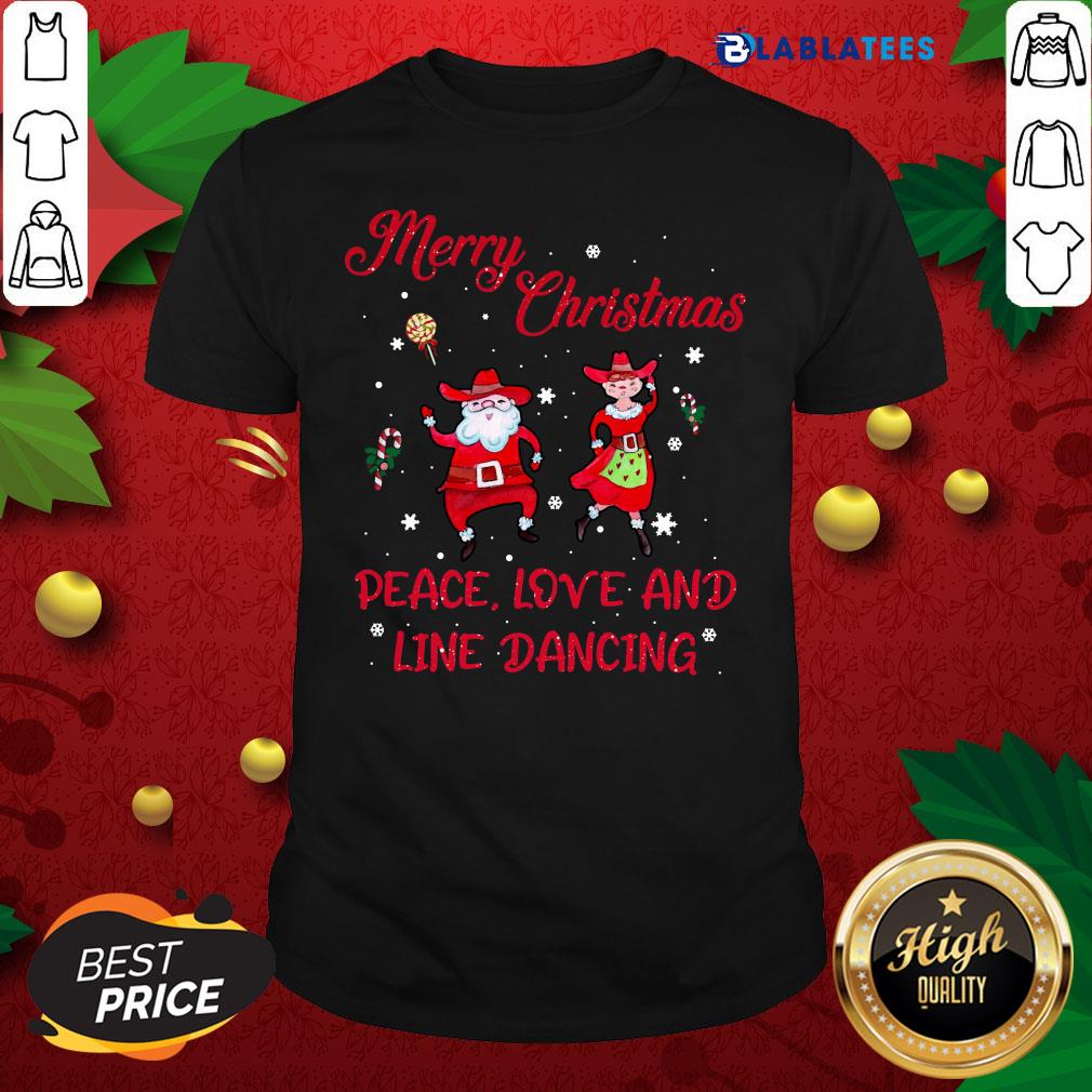 Official Merry Christmas Peace Love And Line Dancing Shirt