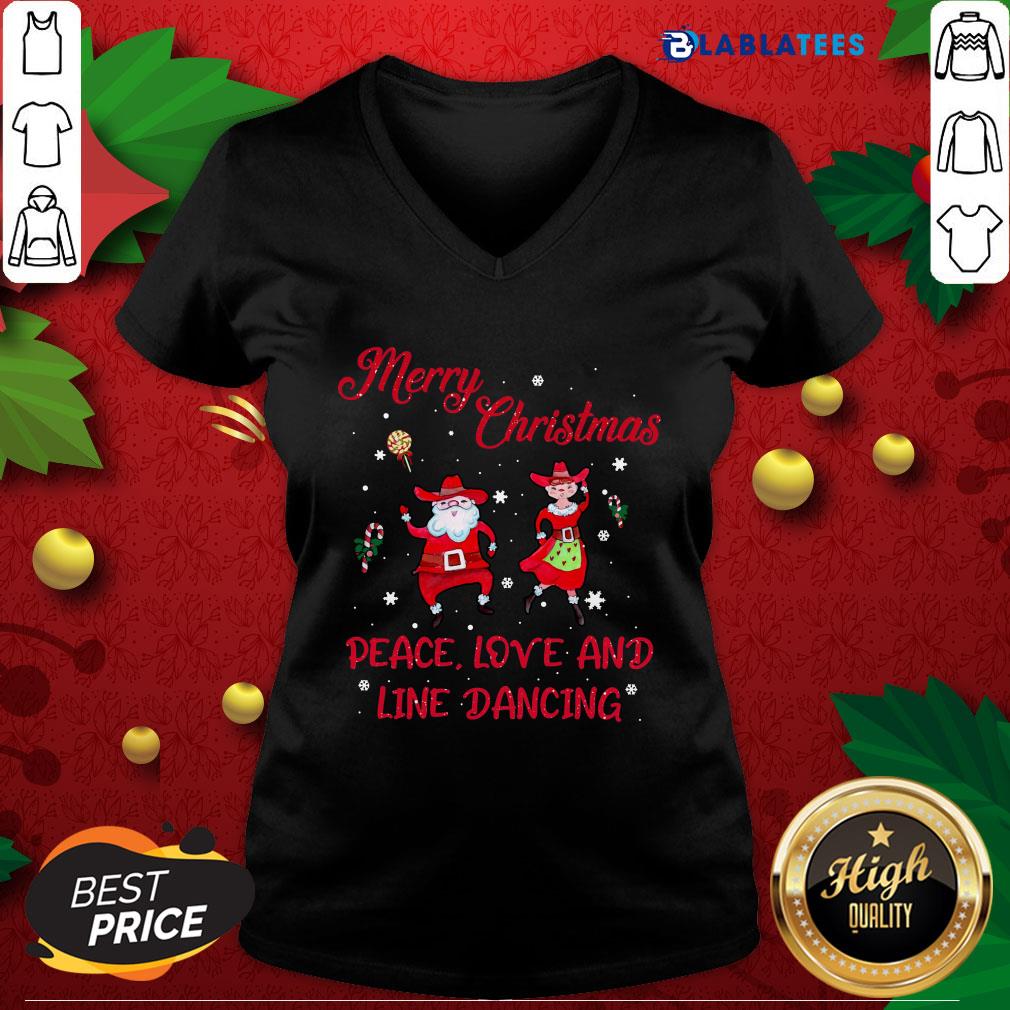 Official Merry Christmas Peace Love And Line Dancing Shirt